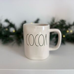 Cream Mug with 'COCOA' in green Text